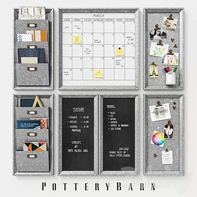 Other Decorative Objects – 3D Models – Pottery Barn  Galvanized modular wall