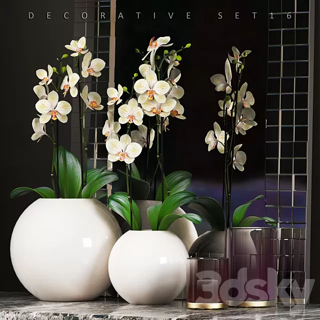Plants – Flowers – 3D Models Download – DECORATIVE SET 16 (orchid; vase) Plants – Flowers – 3D Models Download – DECORATIVE SET 16 (orchid; vase)