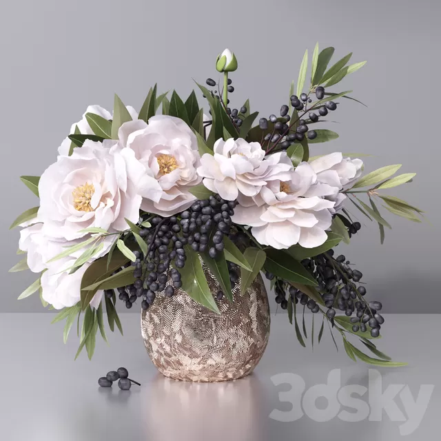 Plants – Flowers – 3D Models Download – Flower Arrangement peony g leaf twig vase Plants – Flowers – 3D Models Download – Flower Arrangement peony g leaf twig vase