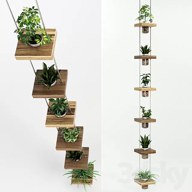 Plants – Flowers – 3D Models Download – Hanging shelf with flowers Plants – Flowers – 3D Models Download – Hanging shelf with flowers