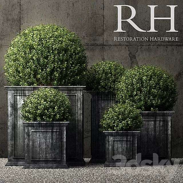 Plants – Flowers – 3D Models Download – Restoration Hardware estate zinc framed panel planters