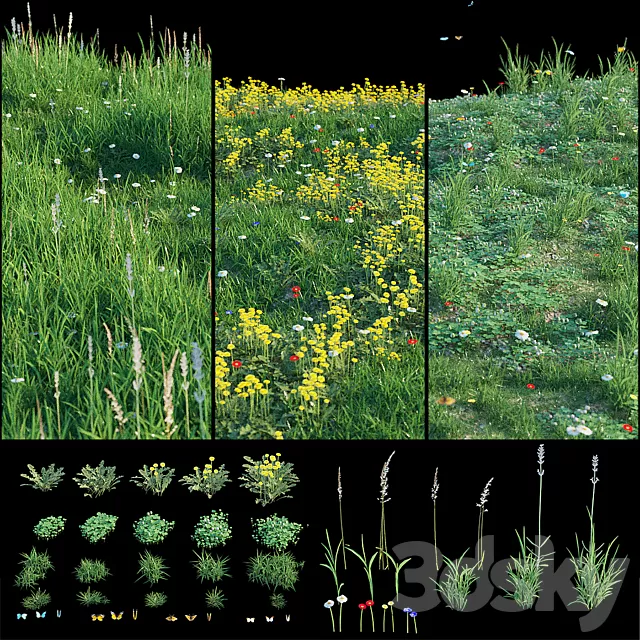 Plants – Flowers – 3D Models Download – Set for landscaping 3