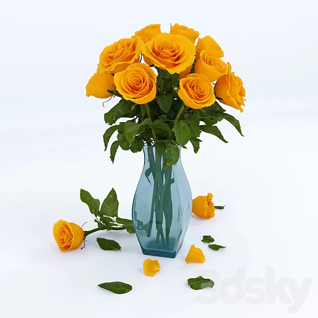 Plants – Flowers – 3D Models Download – Yellow rose Kerio