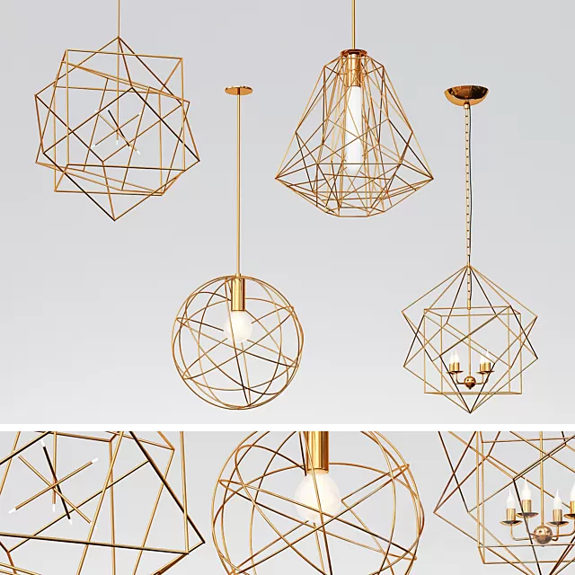 Ceiling Lights – 3D Models Download – 5 GEOMETRIC PENDANT LIGHTS