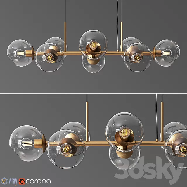 Ceiling Lights – 3D Models Download – 8 Light Staggered Glass Chandelier