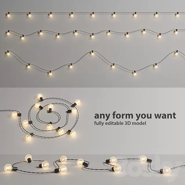 Ceiling Lights – 3D Models Download – Editable Garland Lights Set 2