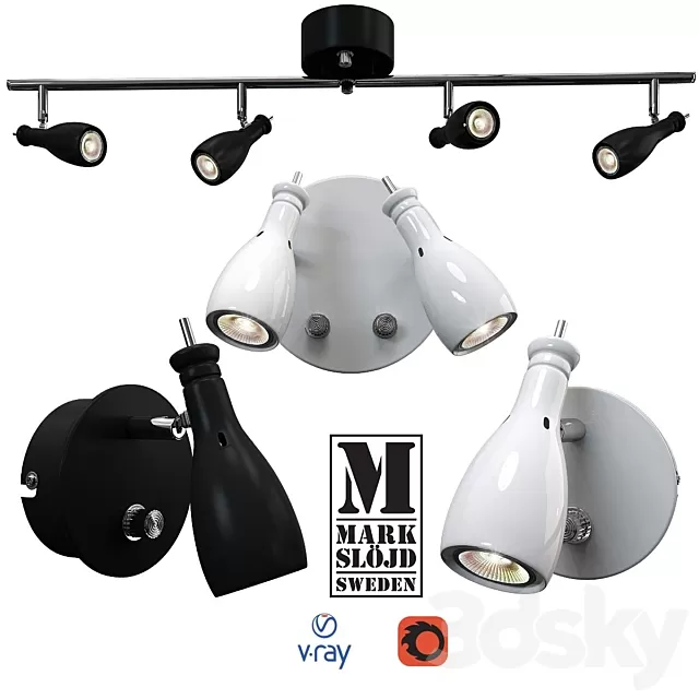 Spot Light – 3D Models – LAMMHULT wall and ceiling light from MARKSLÖJD Sweden