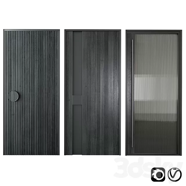 Doors – 3D Models – Black Modern Entrance Door set