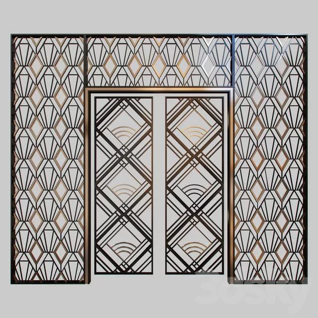 Doors – 3D Models – WroughtIronGrilleattheFrontDoor