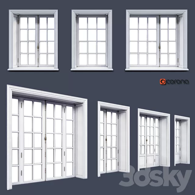 Windows – 3D Models – French windows Windows – 3D Models – French windows