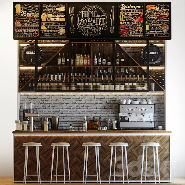 Restaurant – 3D Models – Bar counter 2