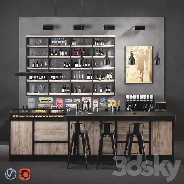 Restaurant – 3D Models – Madison bar (Vray; Corona) 3d model