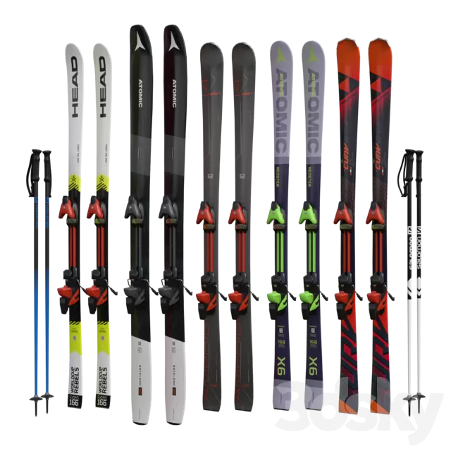 Sport – 3D Models – Alpine Skiing and Sticks (5 and 2)