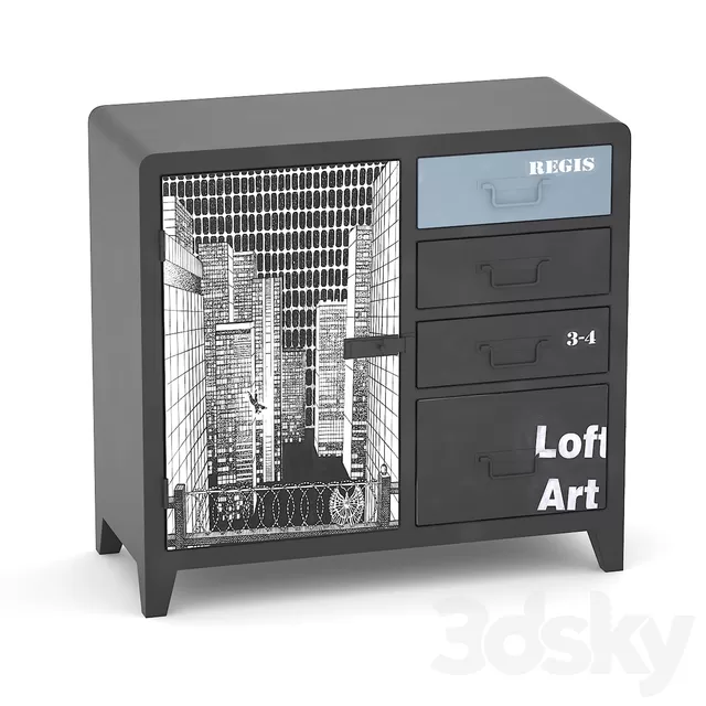 Household – 3D Models – Black and White locker Loft art