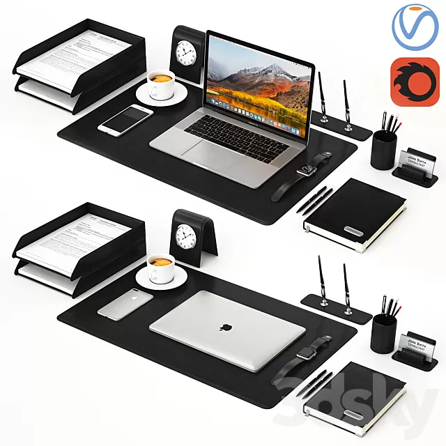 PC and Other Electronic – 3D Models – Classic Silver Workplace MacBook