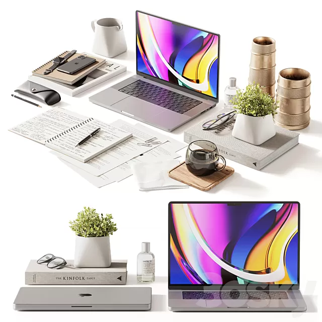 PC and Other Electronic – 3D Models – Workspace composition