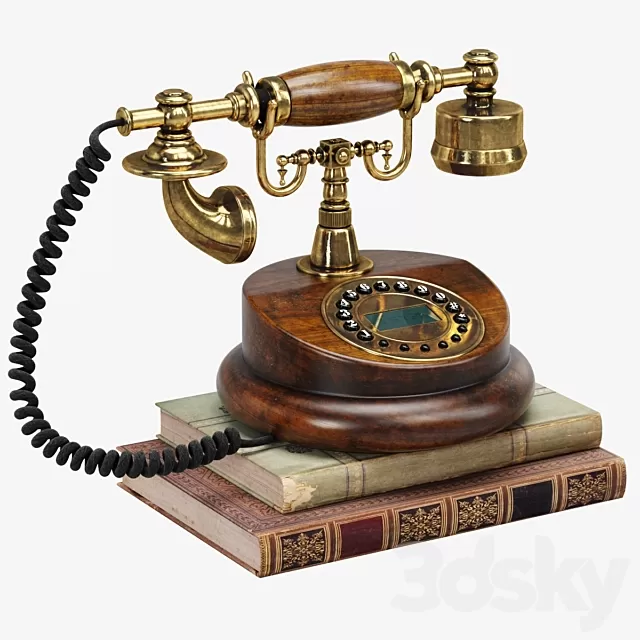 Technology Other 3D Models – Retro phone with books