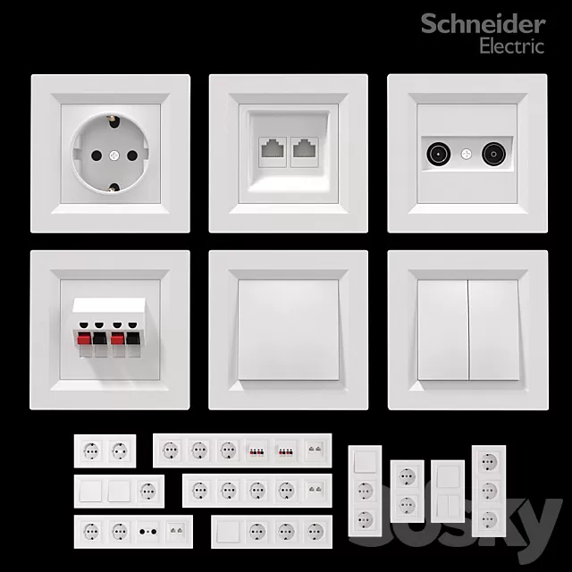Technology Other 3D Models – Sockets and switches Schneider Asfora White