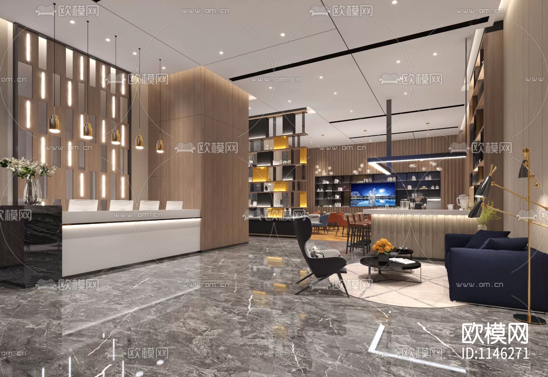 Hotel Lobby 3D Scenes – 0500