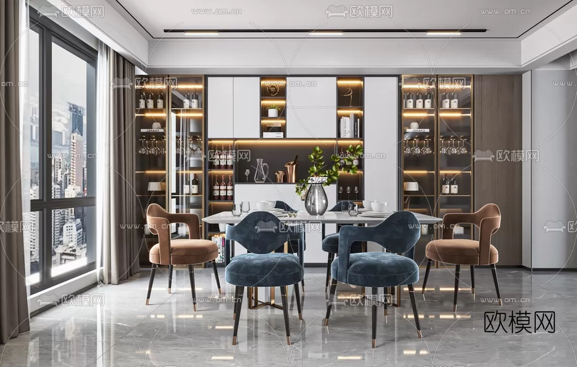 Dining Room 3D Scenes – 0968 Dining Room 3D Scenes – 0968