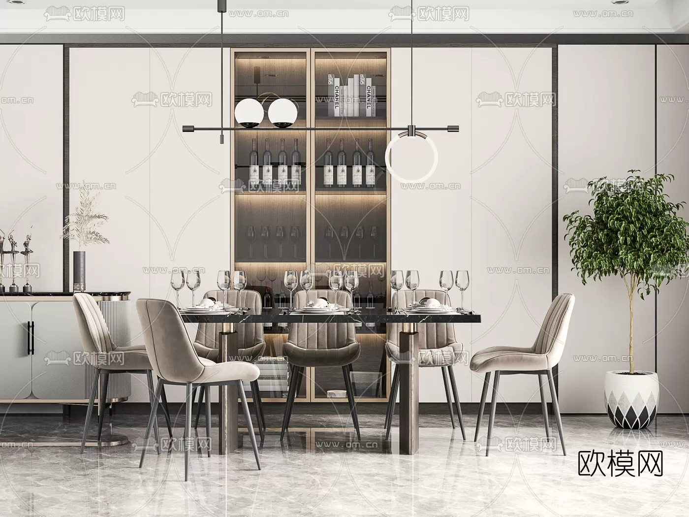Dining Room 3D Scenes – 0990 Dining Room 3D Scenes – 0990