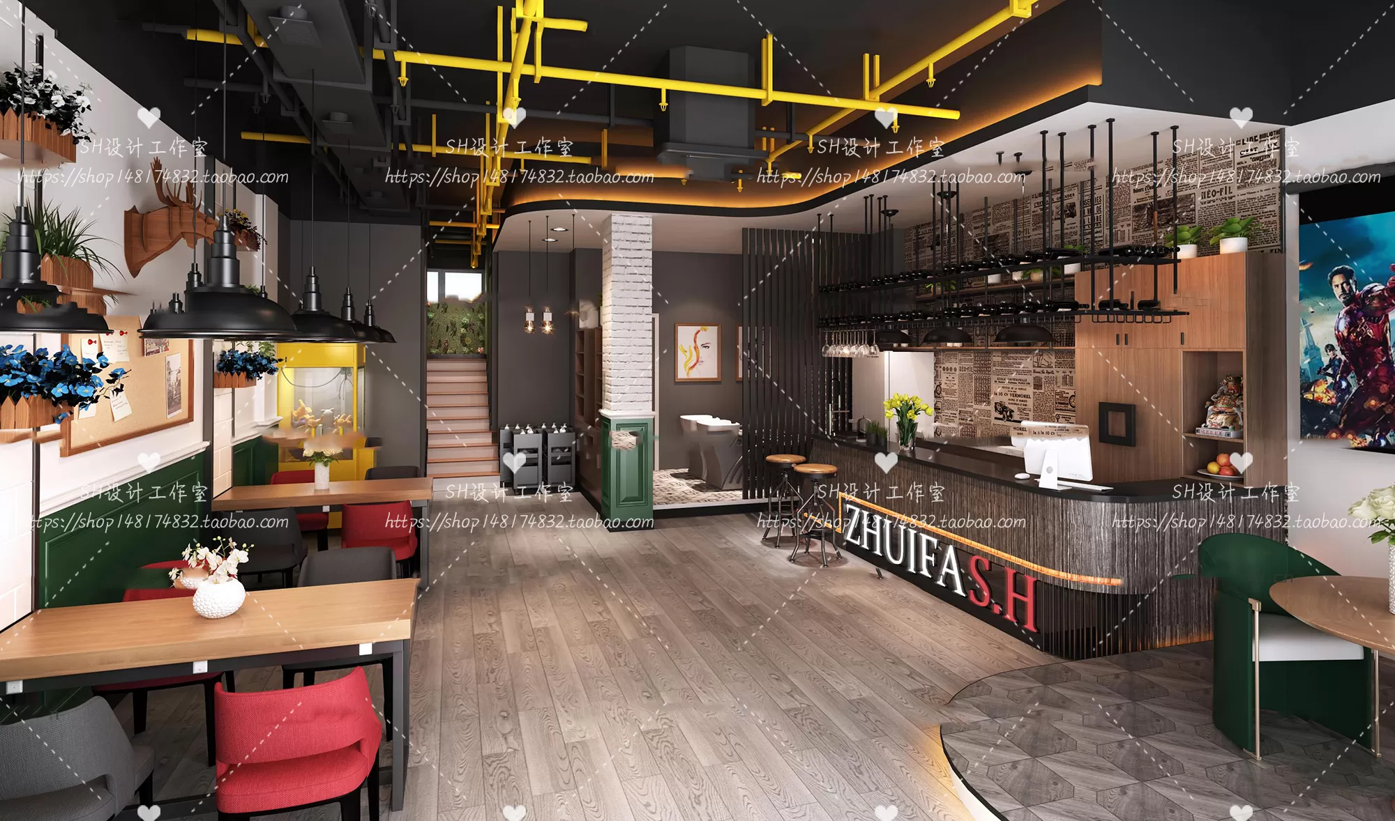 BARBER SHOP 3D SCENES – VRAY RENDER – 02