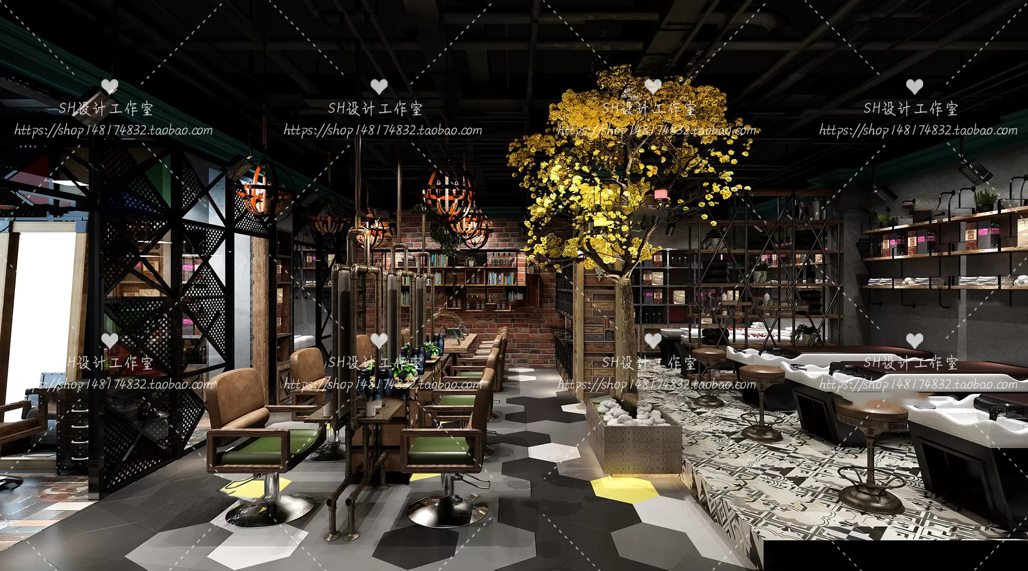 BARBER SHOP 3D SCENES – VRAY RENDER – 15