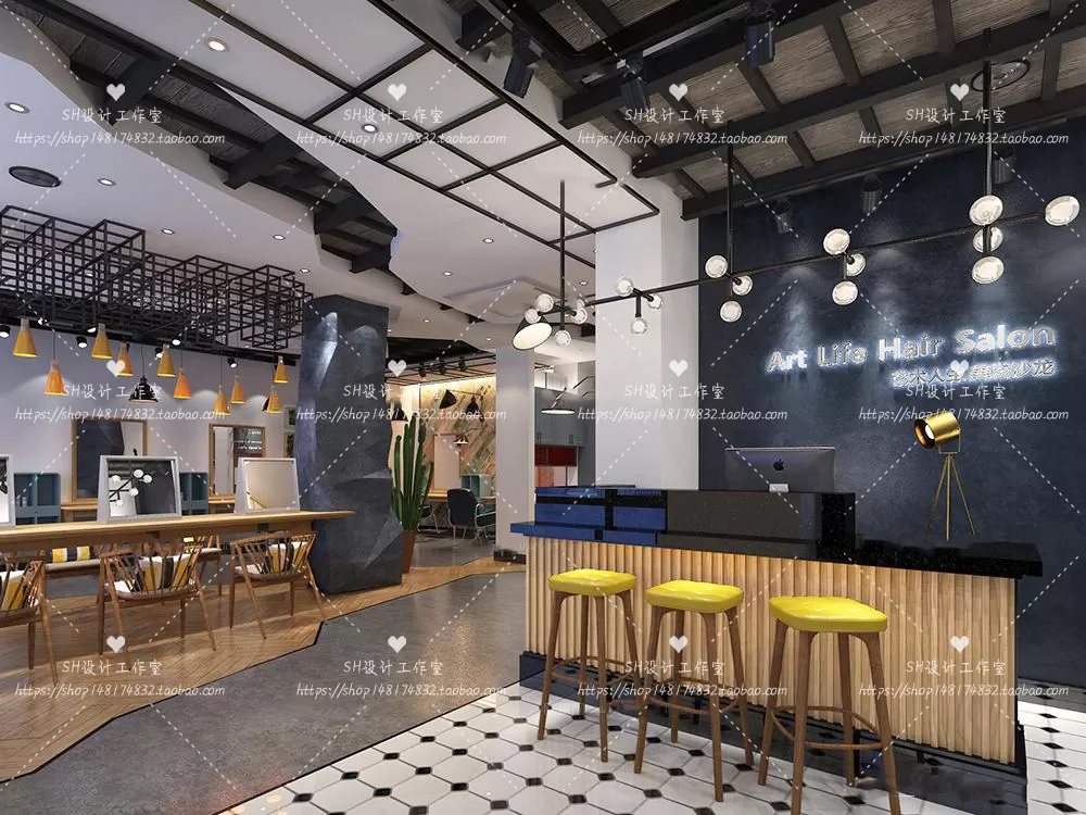 BARBER SHOP 3D SCENES – VRAY RENDER – 26