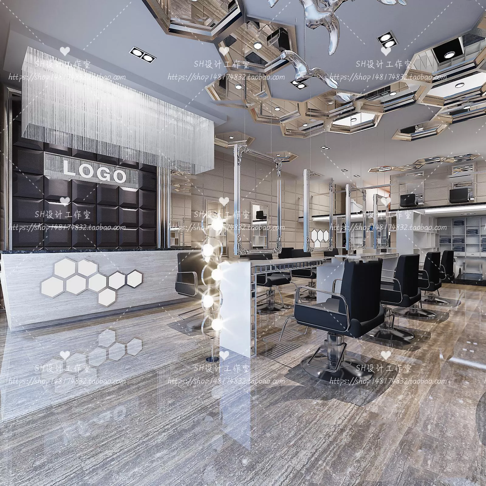 BARBER SHOP 3D SCENES – VRAY RENDER – 35