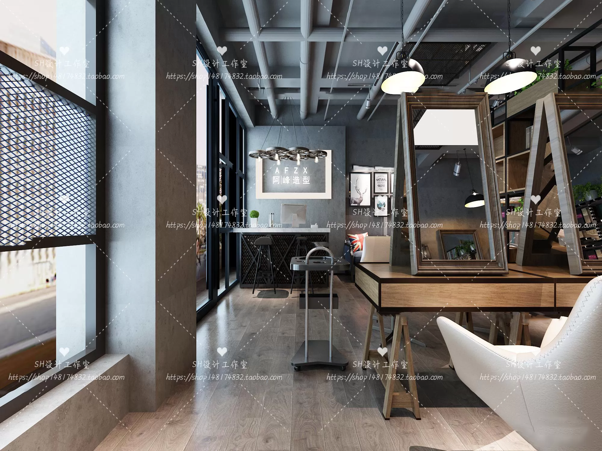 BARBER SHOP 3D SCENES – VRAY RENDER – 39