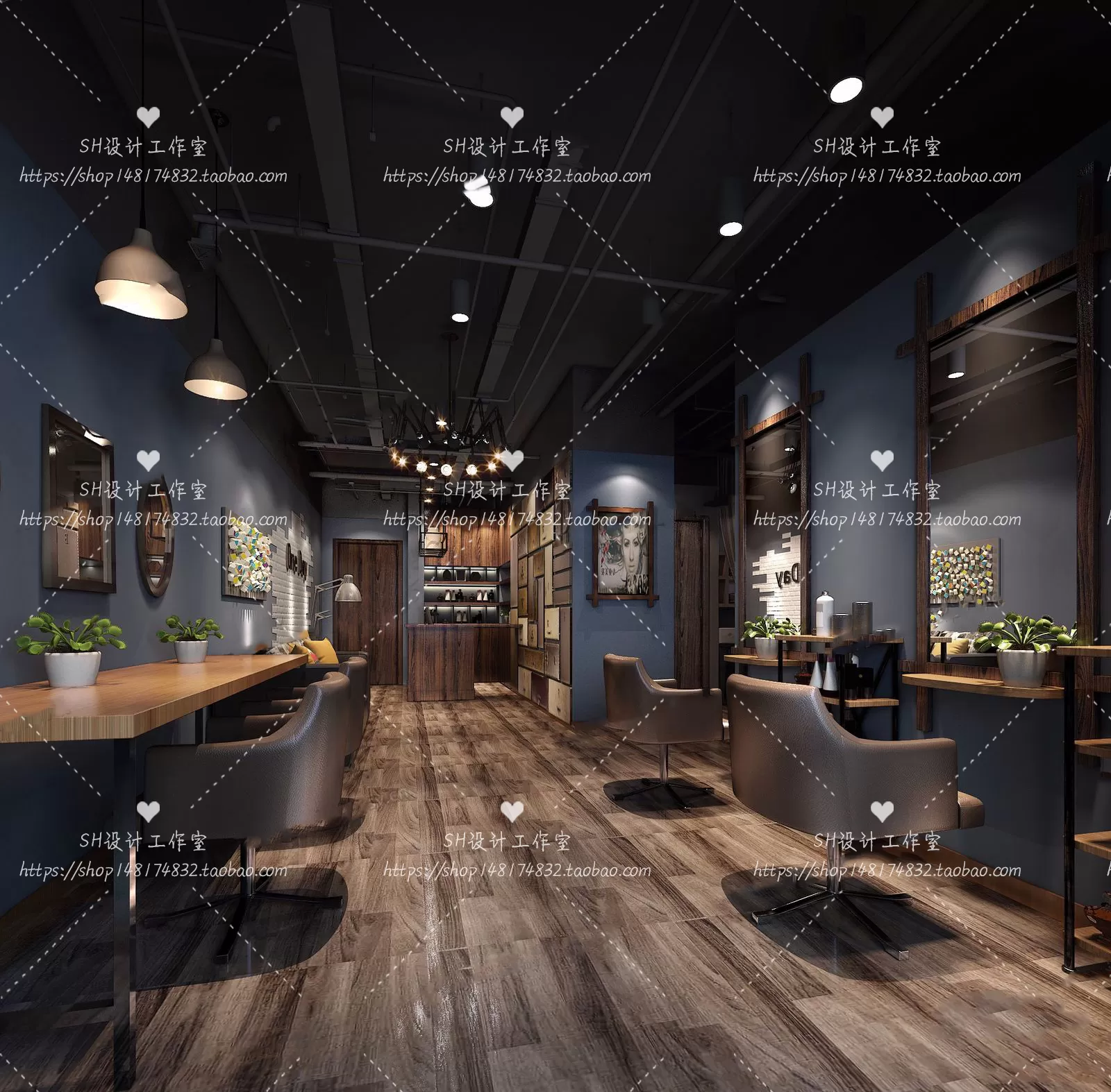 BARBER SHOP 3D SCENES – VRAY RENDER – 41