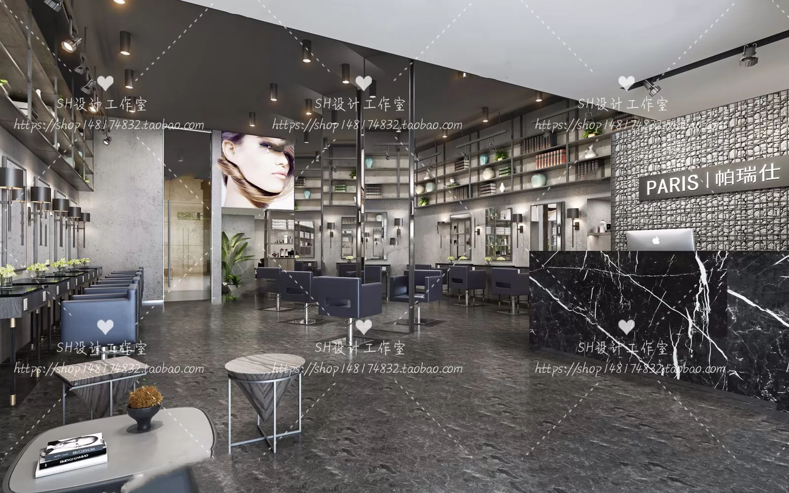 BARBER SHOP 3D SCENES – VRAY RENDER – 43