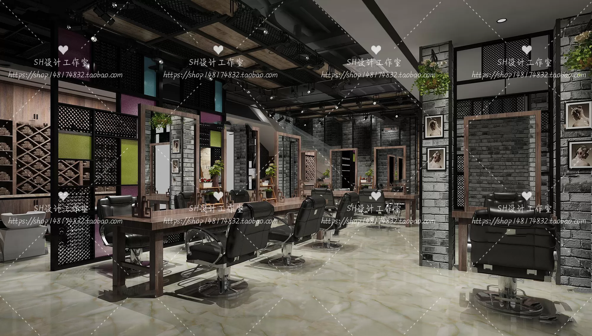 BARBER SHOP 3D SCENES – VRAY RENDER – 48