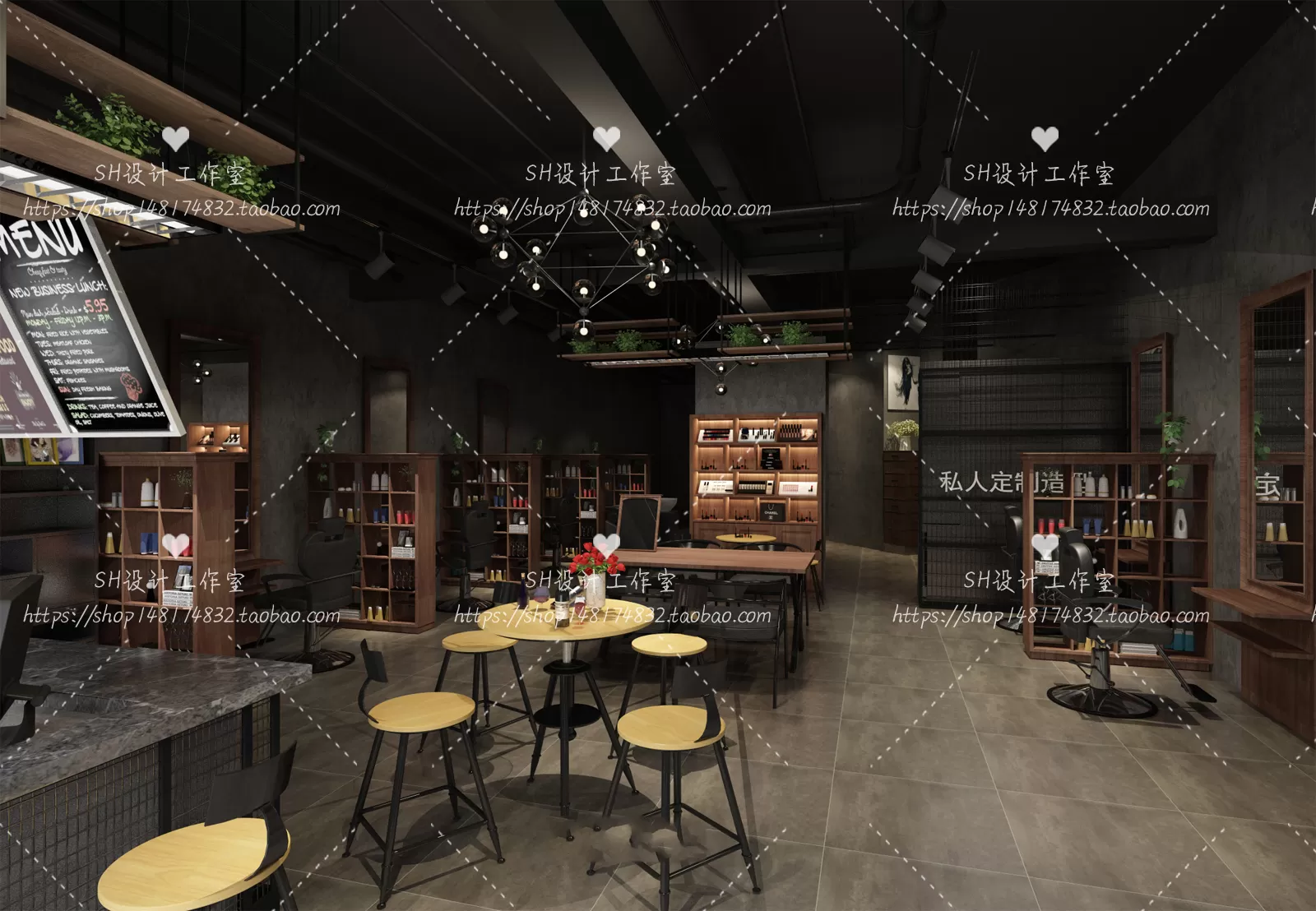 BARBER SHOP 3D SCENES – VRAY RENDER – 55