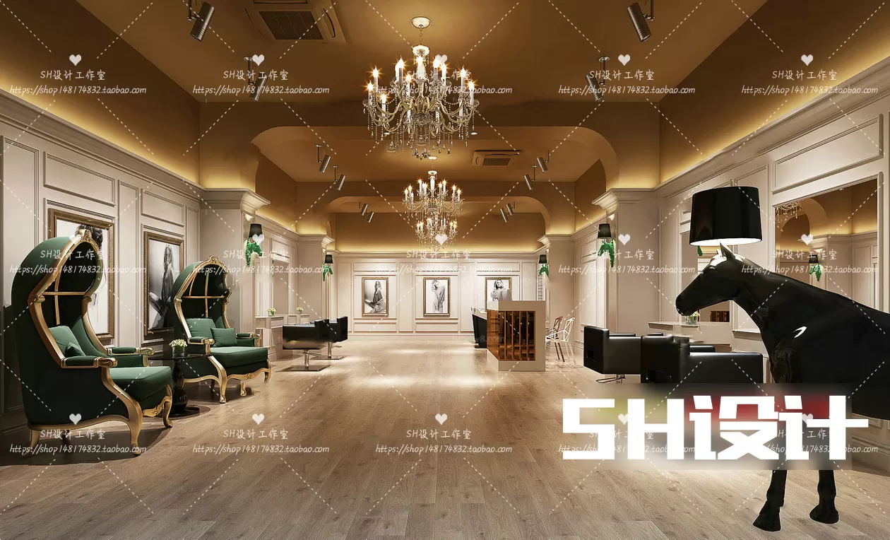 BARBER SHOP 3D SCENES – VRAY RENDER – 56