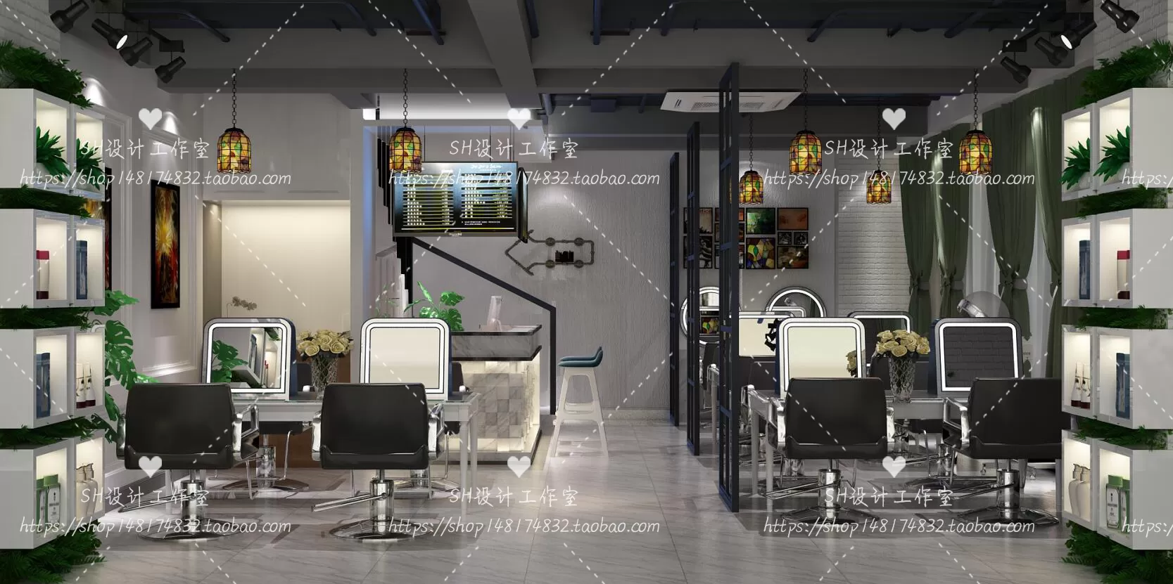 BARBER SHOP 3D SCENES – VRAY RENDER – 62