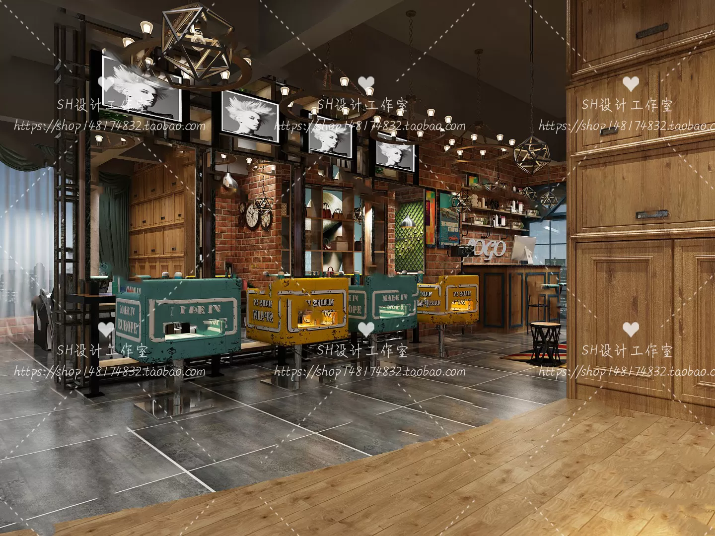 BARBER SHOP 3D SCENES – VRAY RENDER – 65