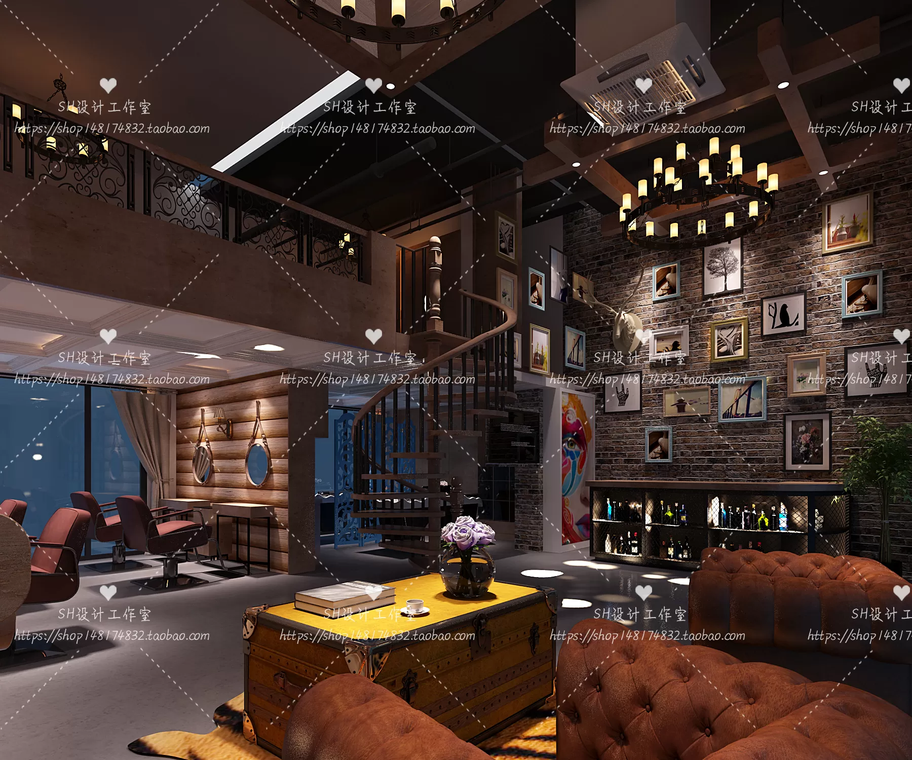 BARBER SHOP 3D SCENES – VRAY RENDER – 67