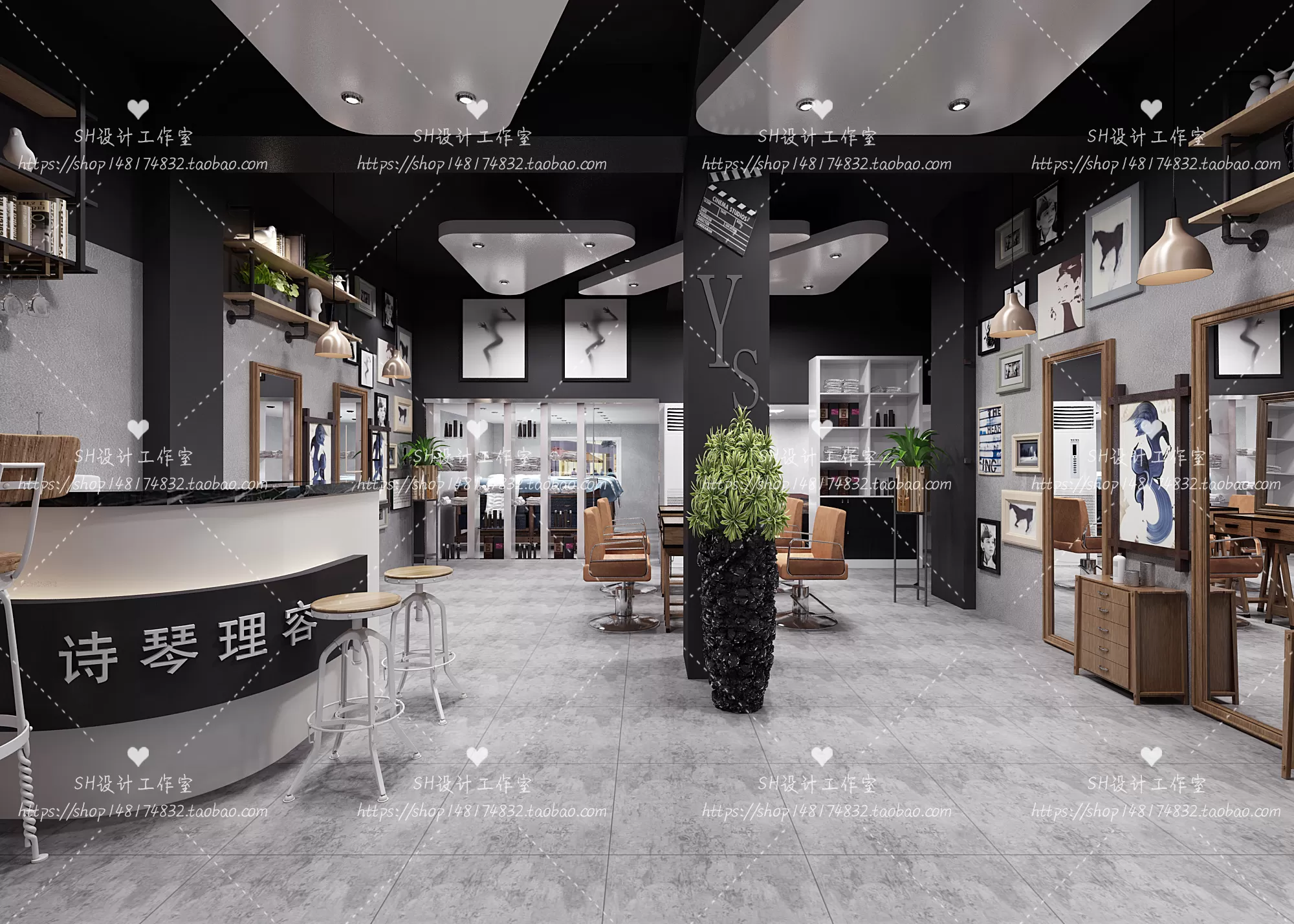 BARBER SHOP 3D SCENES – VRAY RENDER – 68