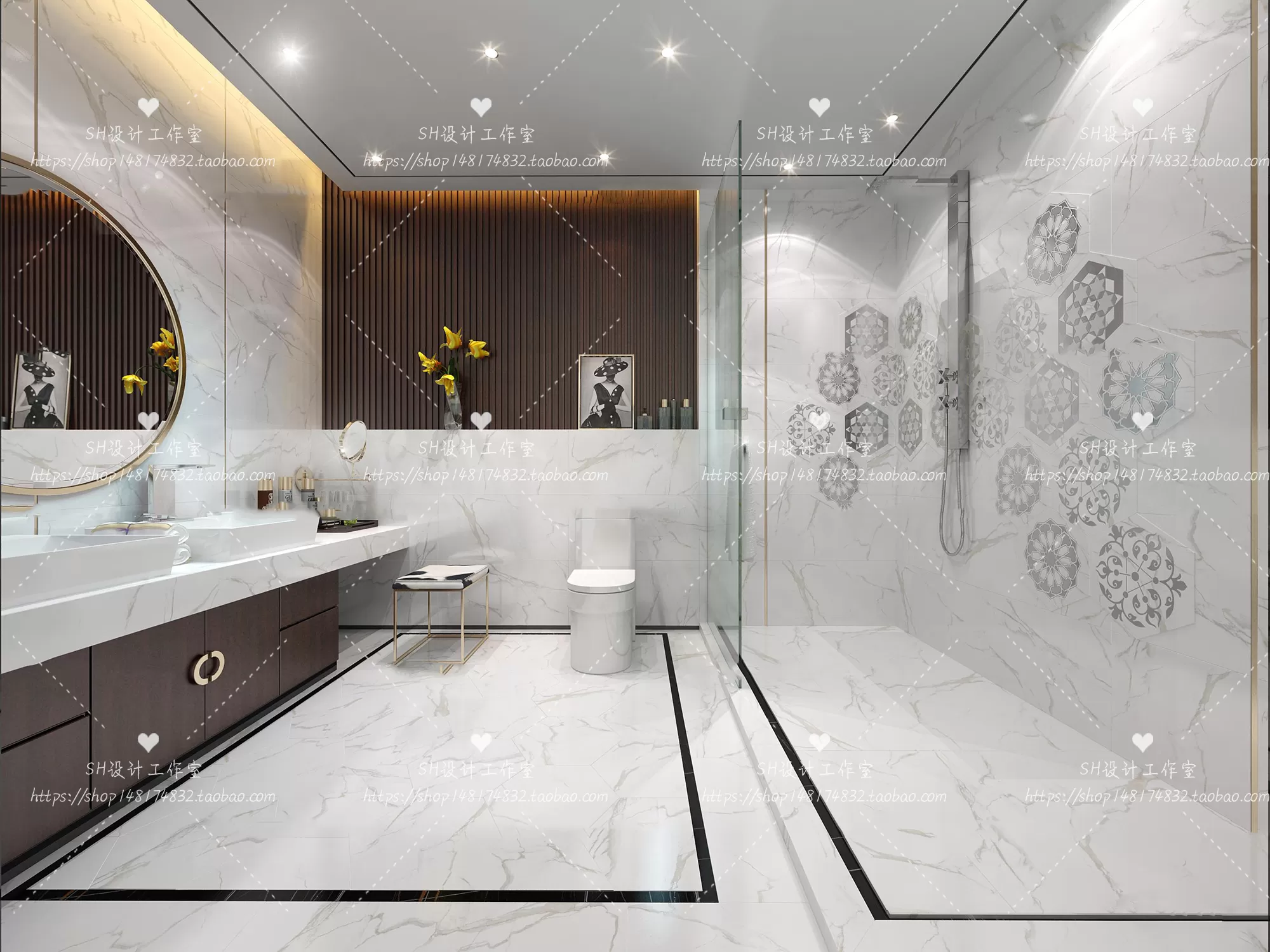 BATHROOM 3D SCENES – VRAY RENDER – 27 BATHROOM 3D SCENES – VRAY RENDER – 27