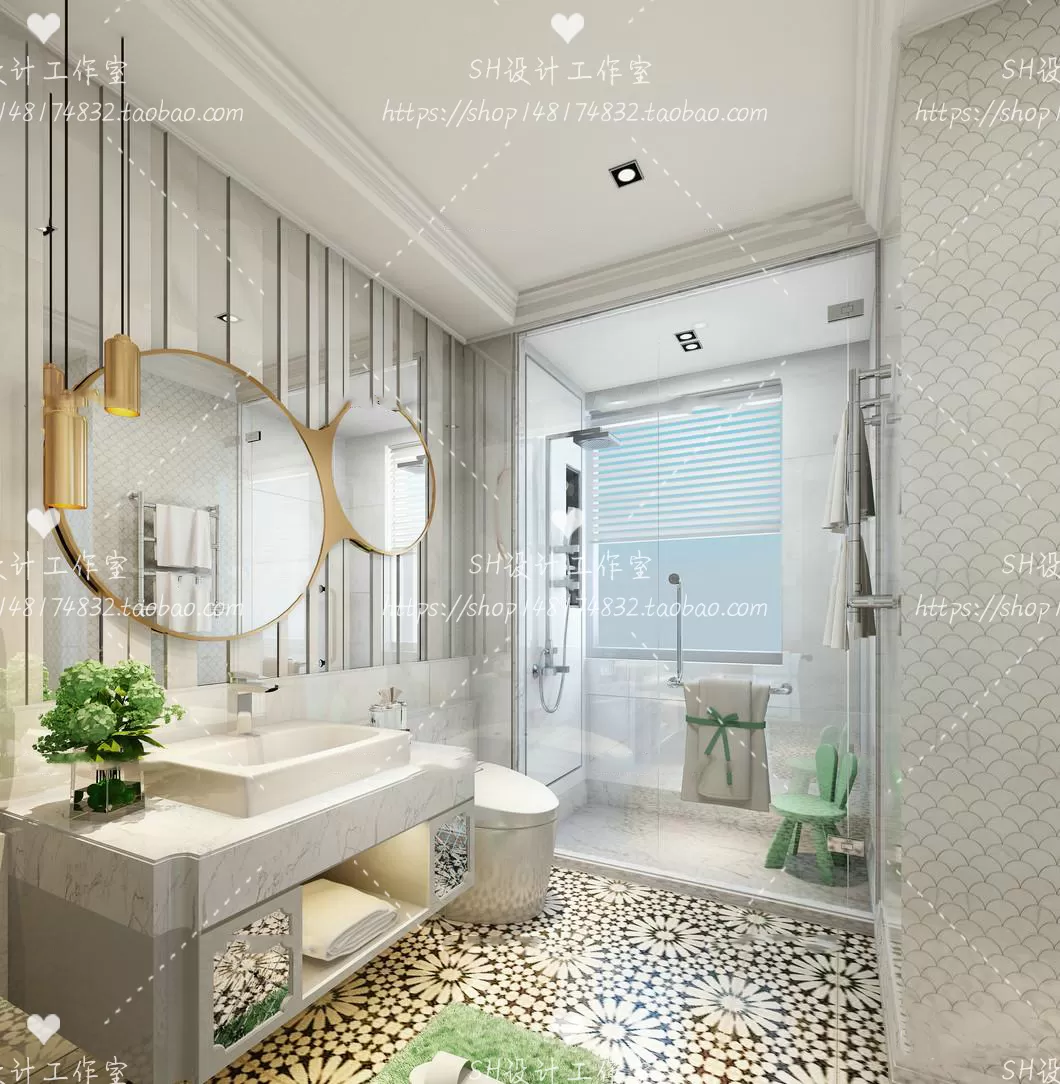 BATHROOM 3D SCENES – VRAY RENDER – 32 BATHROOM 3D SCENES – VRAY RENDER – 32