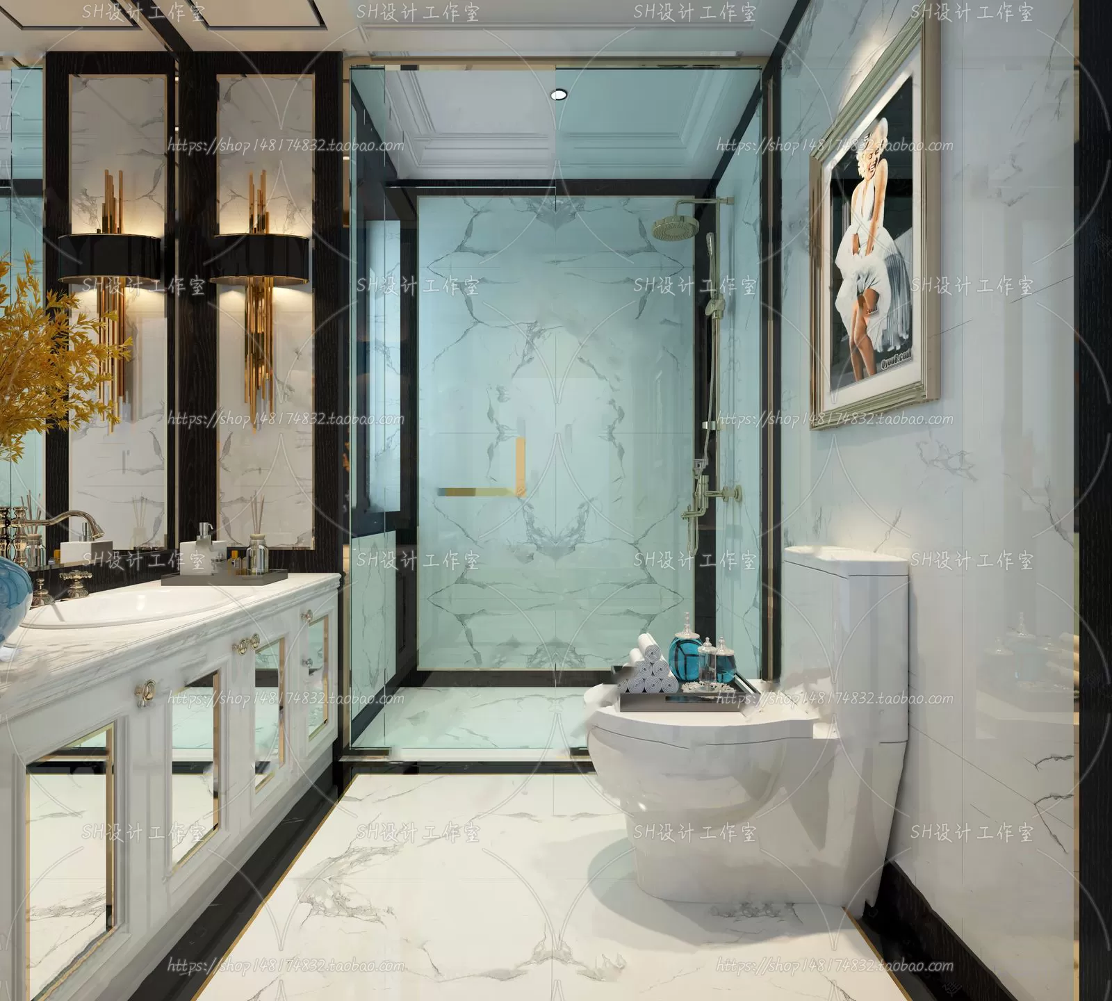 BATHROOM 3D SCENES – VRAY RENDER – 191 BATHROOM 3D SCENES – VRAY RENDER – 191