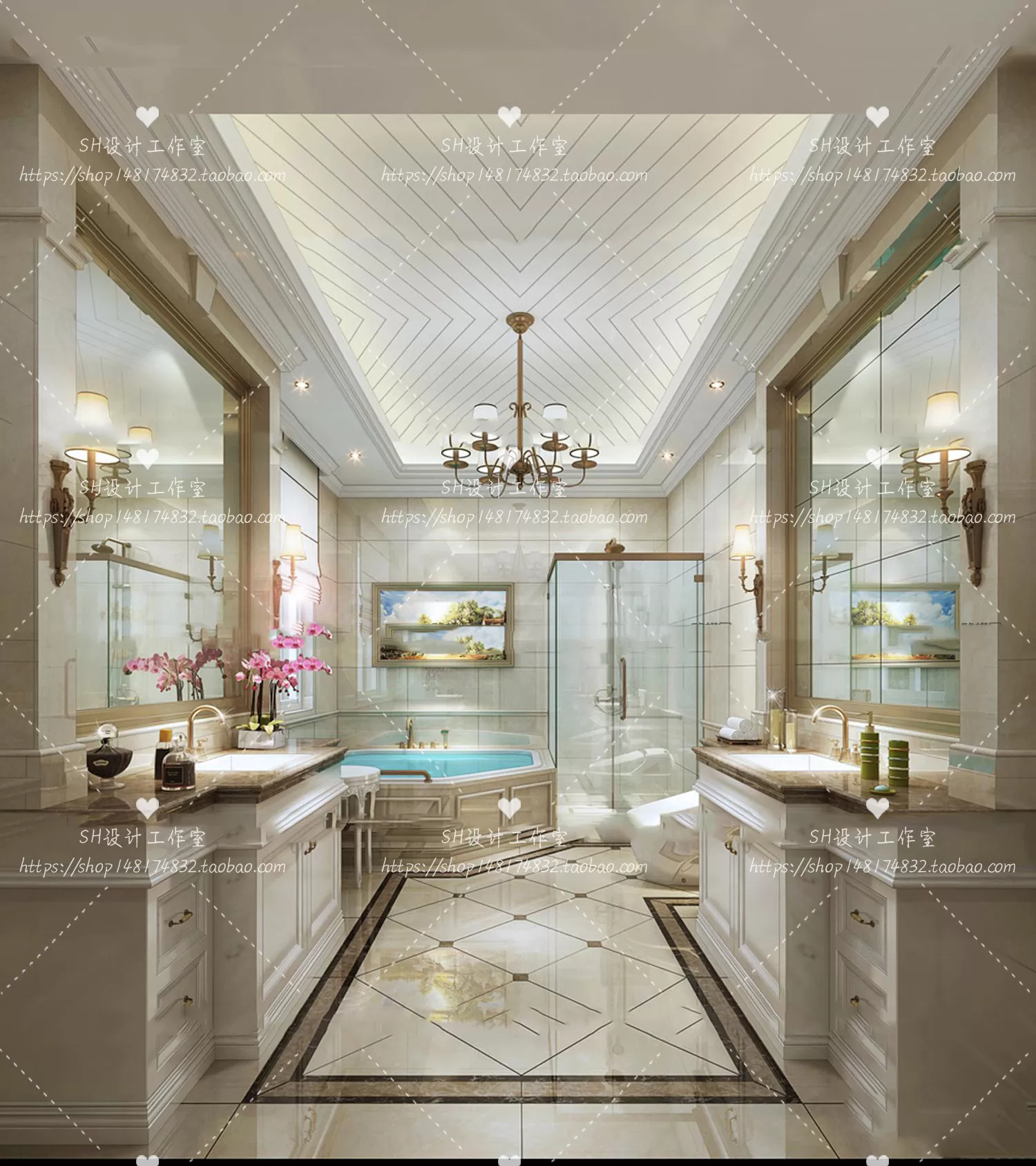 BATHROOM 3D SCENES – VRAY RENDER – 258 BATHROOM 3D SCENES – VRAY RENDER – 258