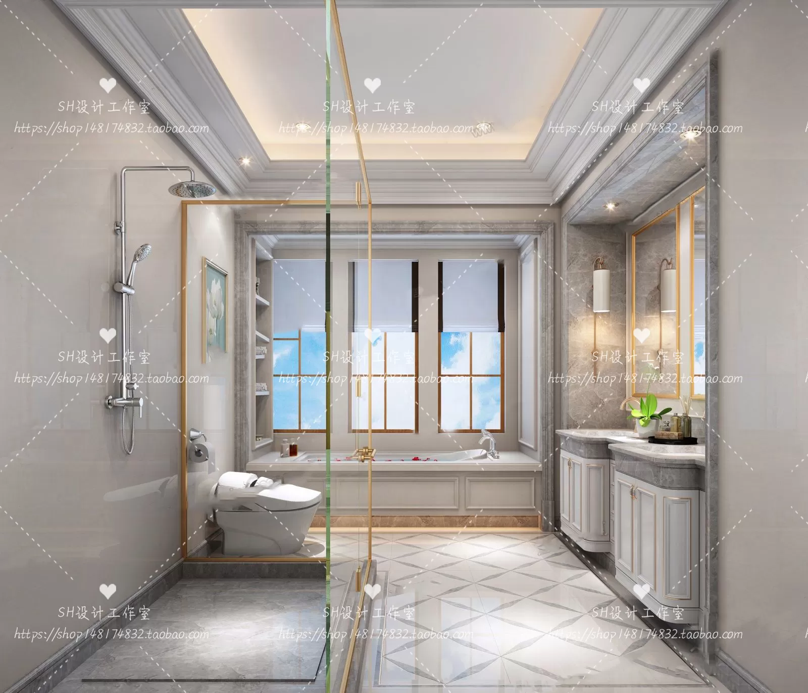 BATHROOM 3D SCENES – VRAY RENDER – 295 BATHROOM 3D SCENES – VRAY RENDER – 295