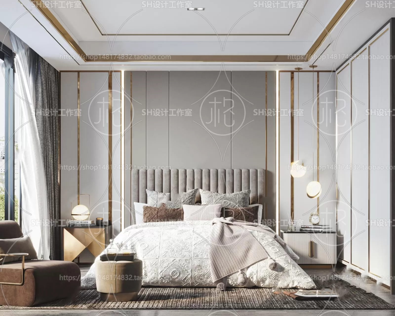 BEDROOM 3D SCENES – VRAY RENDER – 107