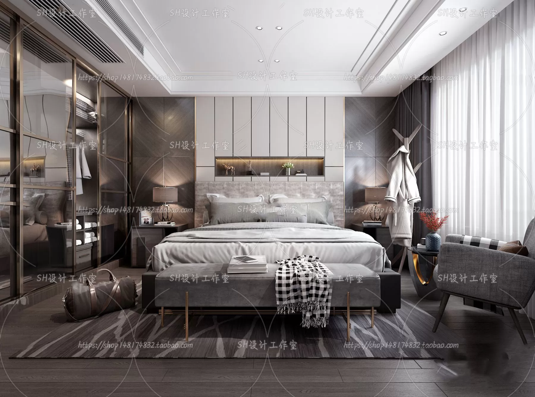 BEDROOM 3D SCENES – VRAY RENDER – 135