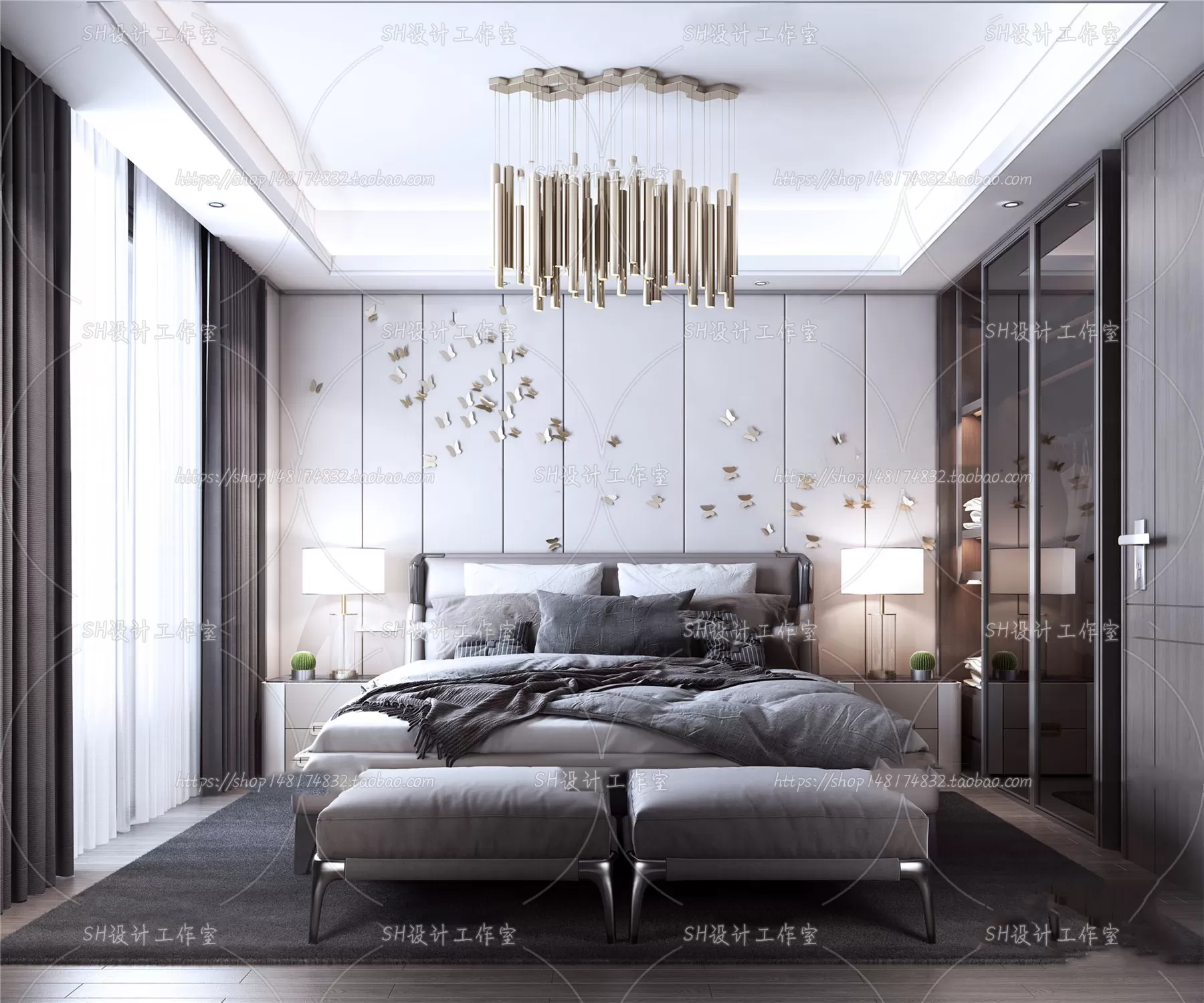 BEDROOM 3D SCENES – VRAY RENDER – 147