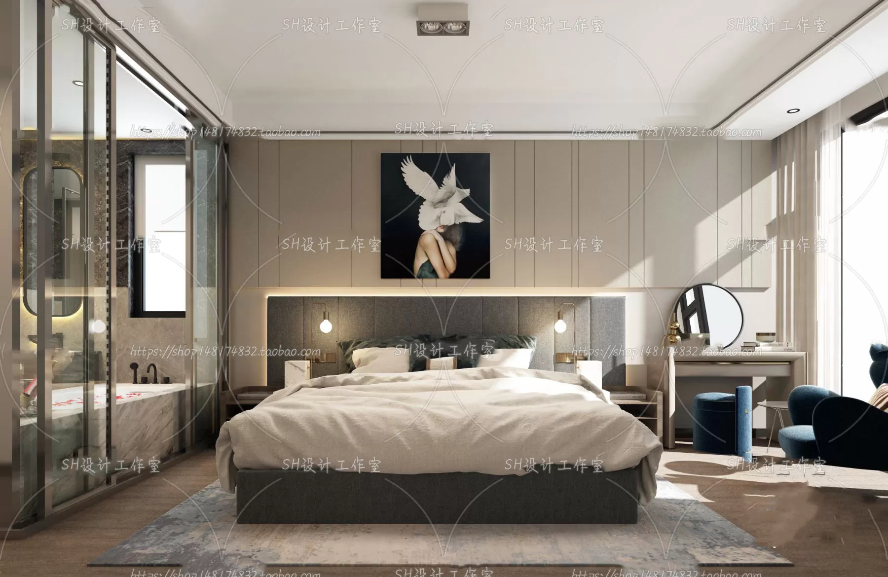 BEDROOM 3D SCENES – VRAY RENDER – 154