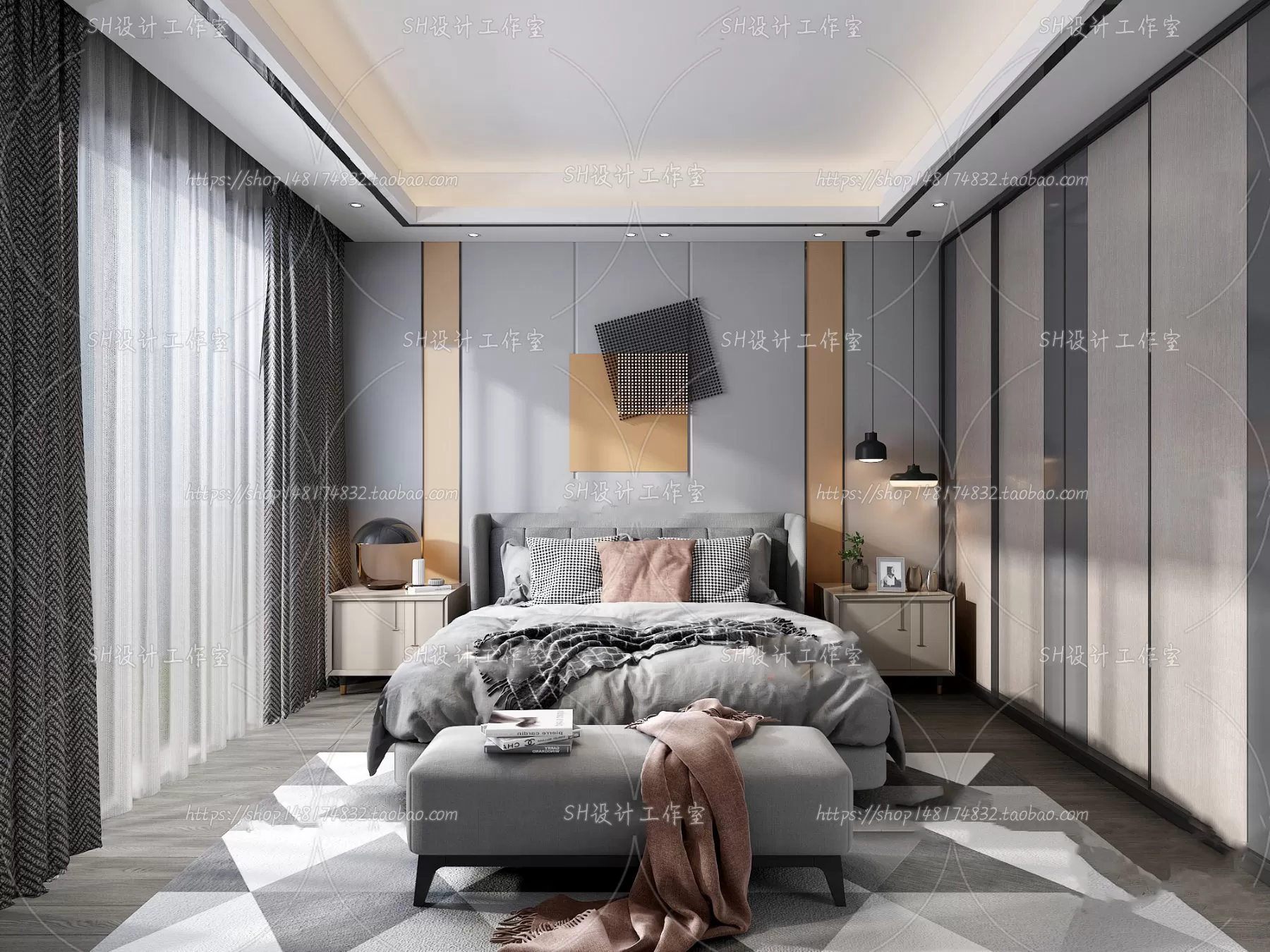 BEDROOM 3D SCENES – VRAY RENDER – 158
