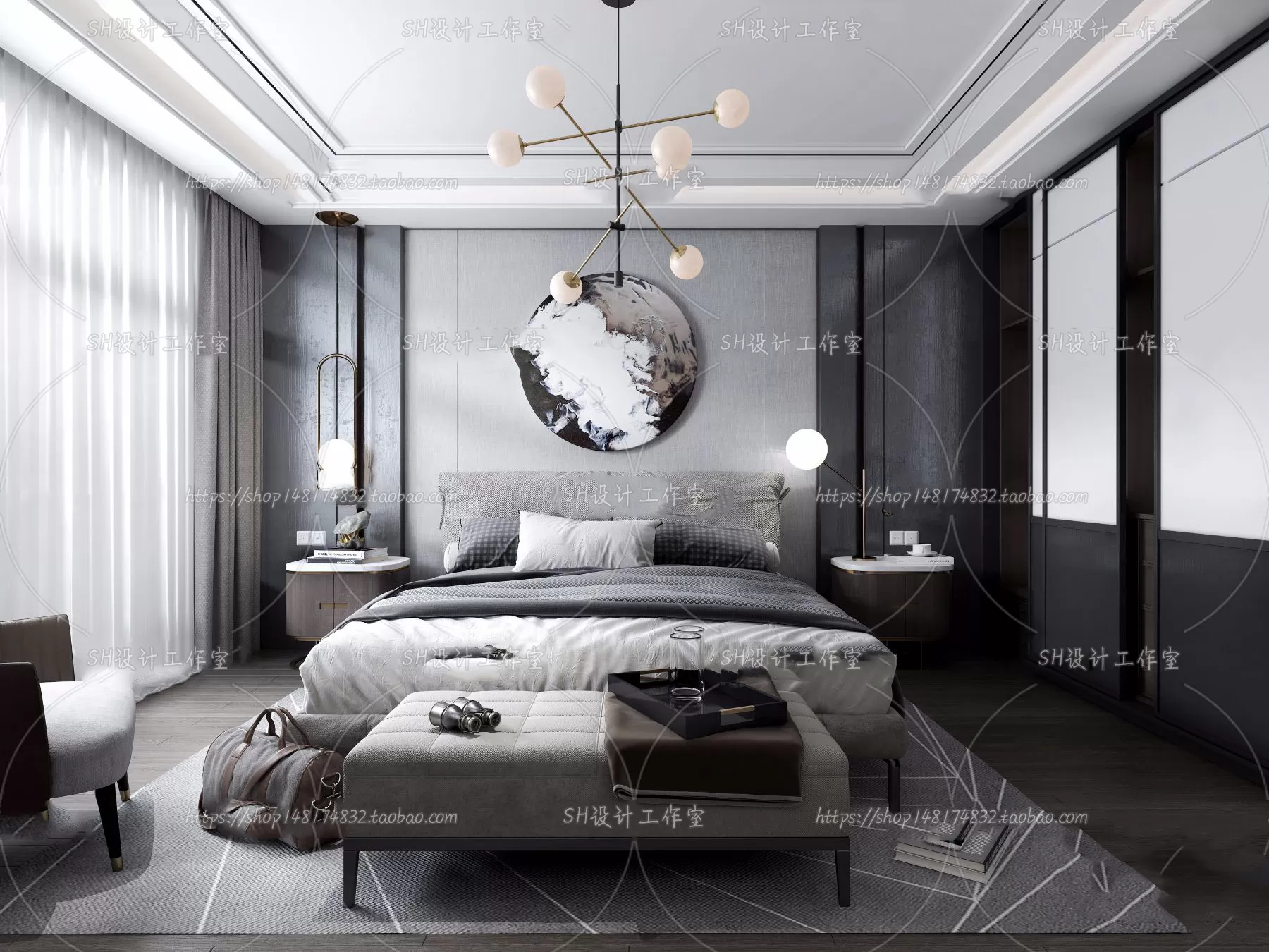 BEDROOM 3D SCENES – VRAY RENDER – 167